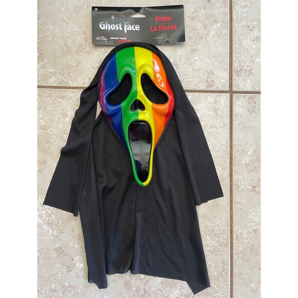 SCREAM MOVIE PRIDE GHOST FACE LIVES MASK WITH HOOD COSTUME NWT - Picture 1 of 2